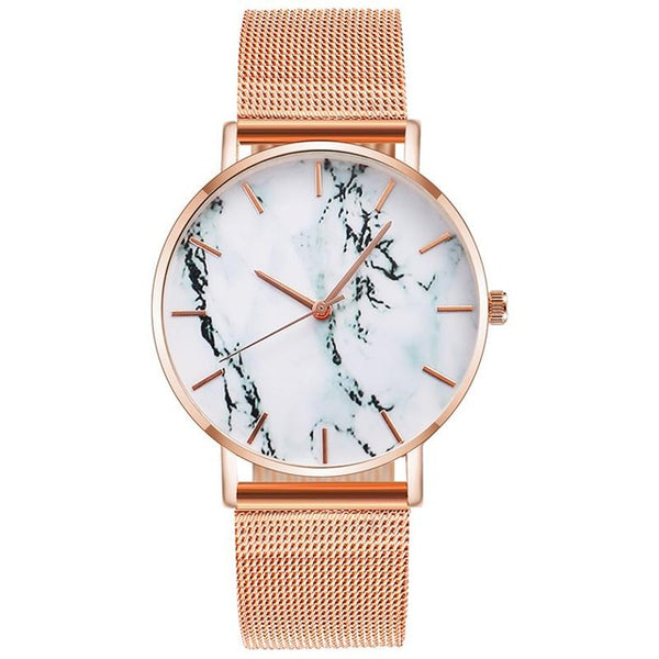 Fashion Rose Gold Mesh Band Creative Marble Female Wrist Watch Luxury Women Quartz Watches Gifts Relogio Feminino Ladies Clock