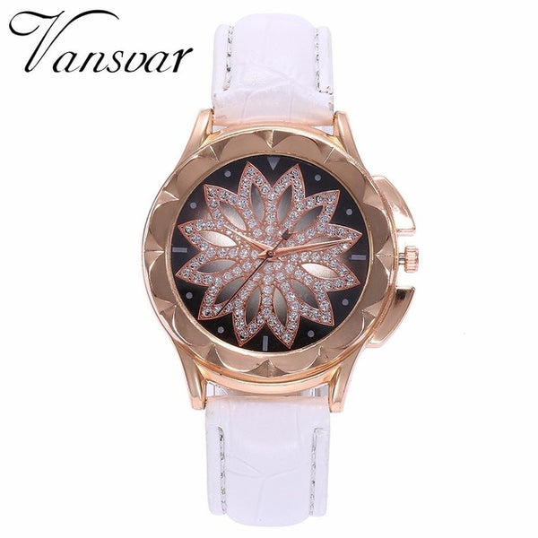 Fashion Women Rose Gold Flower Rhinestone Watch Luxury Casual Female Quartz Watch Relogio Feminino Drop Shipping