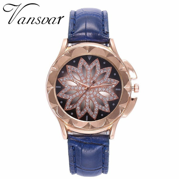 Fashion Women Rose Gold Flower Rhinestone Watch Luxury Casual Female Quartz Watch Relogio Feminino Drop Shipping