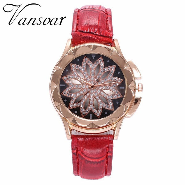 Fashion Women Rose Gold Flower Rhinestone Watch Luxury Casual Female Quartz Watch Relogio Feminino Drop Shipping