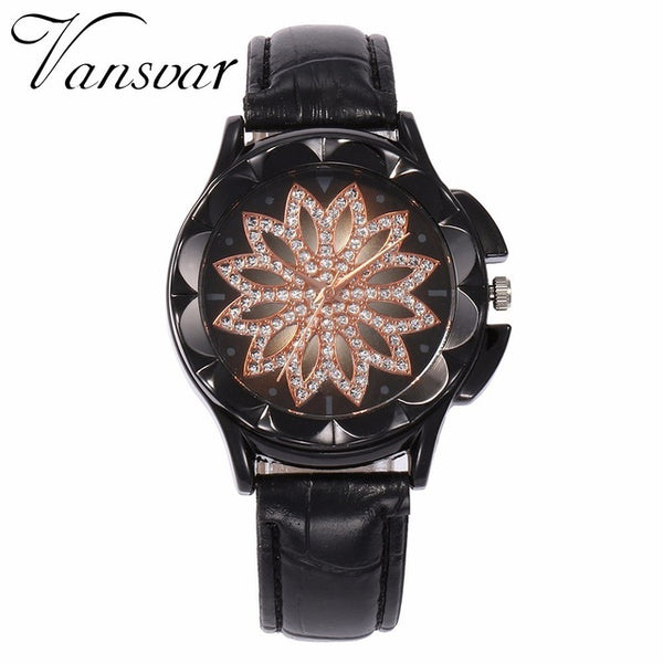 Fashion Women Rose Gold Flower Rhinestone Watch Luxury Casual Female Quartz Watch Relogio Feminino Drop Shipping
