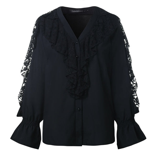 Women's Blouse 2020 Celmia Summer Ruffled Stylish Top Plus Size Sexy V neck Long Sleeve Shirt Female Casual Buttons Sweet Blusas