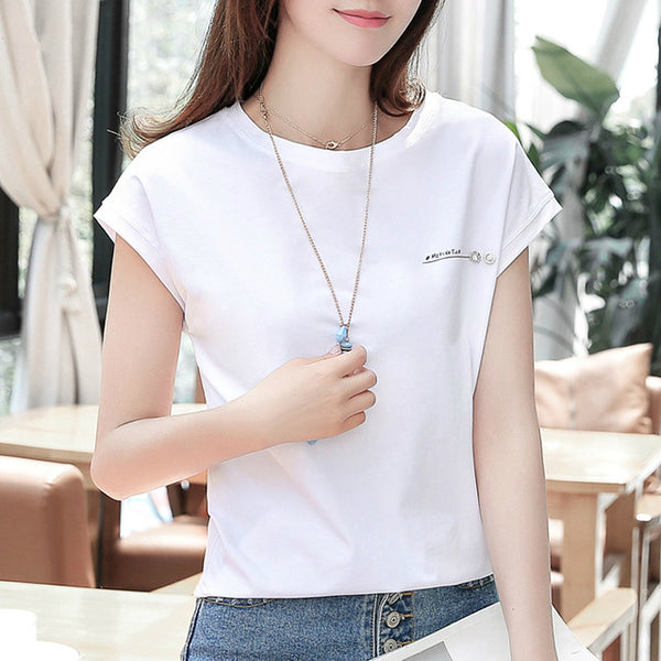 2019 New summer fashion blouses top Ladies Solid Short Sleeve Pink Camisetas Feminina plus size Letter womens clothing 2299 50