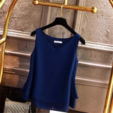 2020 Fashion Brand Women's blouse Tops Summer sleeveless Chiffon shirt Solid V-neck Casual blouse Plus Size 5XL Loose Female Top