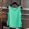 2020 Fashion Brand Women's blouse Tops Summer sleeveless Chiffon shirt Solid V-neck Casual blouse Plus Size 5XL Loose Female Top