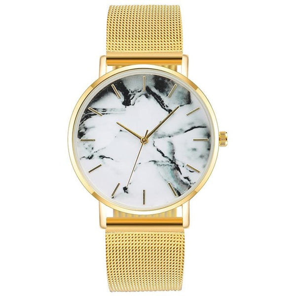 Fashion Rose Gold Mesh Band Creative Marble Female Wrist Watch Luxury Women Quartz Watches Gifts Relogio Feminino Ladies Clock