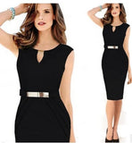 Women Summer Dress Fashion Hollow Out Sleeveless Pencil Dress Knee Length Women Casual Dresses Yellow Red Blue Black Plus Size