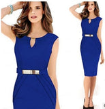 Women Summer Dress Fashion Hollow Out Sleeveless Pencil Dress Knee Length Women Casual Dresses Yellow Red Blue Black Plus Size
