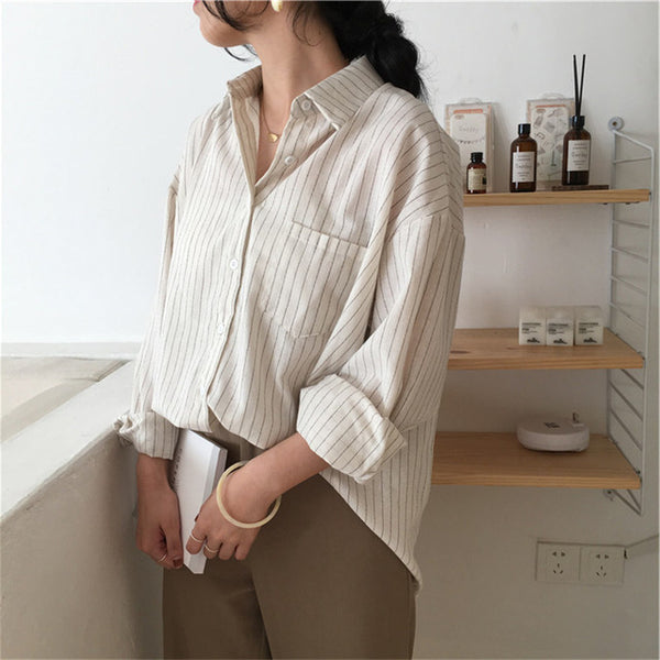 Classic Striped Blouse Women 2020 Spring Shirt OL Long Sleeve White Navy Blouses Casual Loose Shirts Fashion Femme Tops Blusas