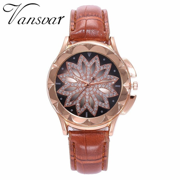 Fashion Women Rose Gold Flower Rhinestone Watch Luxury Casual Female Quartz Watch Relogio Feminino Drop Shipping