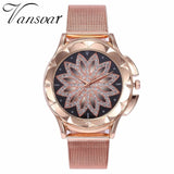 Fashion Women Rose Gold Flower Rhinestone Watch Luxury Casual Female Quartz Watch Relogio Feminino Drop Shipping