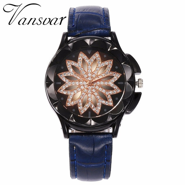 Fashion Women Rose Gold Flower Rhinestone Watch Luxury Casual Female Quartz Watch Relogio Feminino Drop Shipping