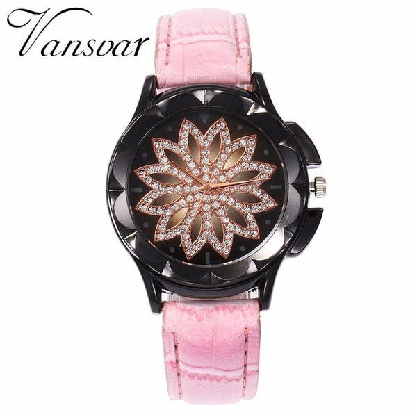 Fashion Women Rose Gold Flower Rhinestone Watch Luxury Casual Female Quartz Watch Relogio Feminino Drop Shipping