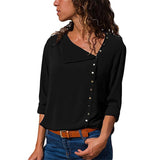 Aachoae Blouse 2020 Fashion Long Sleeve Women Blouses and Tops Skew Collar Solid Office Shirt Casual Tops Blusas Chemise Femme