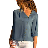 Aachoae Blouse 2020 Fashion Long Sleeve Women Blouses and Tops Skew Collar Solid Office Shirt Casual Tops Blusas Chemise Femme