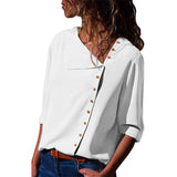 Aachoae Blouse 2020 Fashion Long Sleeve Women Blouses and Tops Skew Collar Solid Office Shirt Casual Tops Blusas Chemise Femme