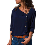 Aachoae Blouse 2020 Fashion Long Sleeve Women Blouses and Tops Skew Collar Solid Office Shirt Casual Tops Blusas Chemise Femme