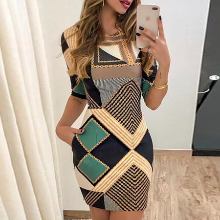 Women Fashion O-neck Solid Bow Elegant Straight Dress Spring Loose Mini Dresses 3/4 Sleeve Bow comfortable Plus Size