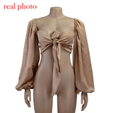 Cryptographic Sexy Backless Fashion Square Collar Cotton Women Shirts Batwing Sleeve Solid Crop Tops Women Tops And Blouses 2020
