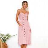 Fashion Sexy Women Sleeveless Backelss Summer Dress 2019 Black White Casual Dress Spaghetti Strap Dresses Button midi Sundress