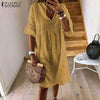 ZANZEA 2020  Summer Lace Dress Women's Sundress Fashion Flare Sleeve Short Vestido Female Bohemian V Neck Party Shirt Robe Femme
