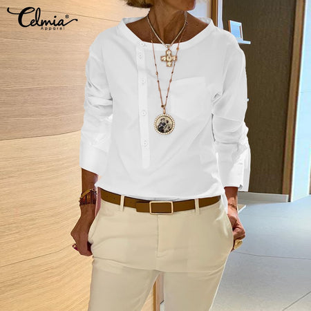 Women's Shirt Plus Size 5XL Tops Birds Printed Single Breasted Female Shirts 2020 Spring Summer Loose Casual Ladies Fashion Top